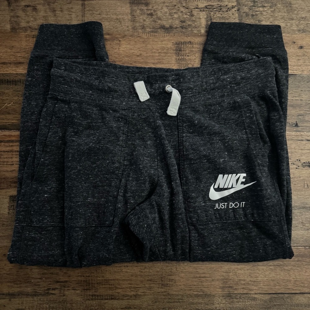 Nike Charcoal Gray Jogger Sweatpants Drawstring Logo Lounge Athletic Size Small - Picture 4 of 12